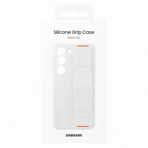 Samsung Silicone Grip Cover etui Samsung Galaxy S23 silikonowy pokrowiec z paskiem na rękę białe (EF-GS911TWEGWW)