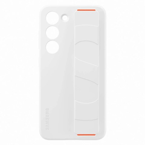 Samsung Silicone Grip Cover etui Samsung Galaxy S23 silikonowy pokrowiec z paskiem na rękę białe (EF-GS911TWEGWW)