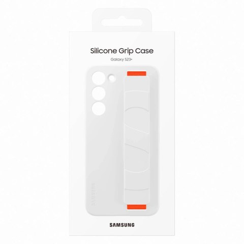 Samsung Silicone Grip Cover etui Samsung Galaxy S23+ silikonowy pokrowiec z paskiem na rękę białe (EF-GS916TWEGWW)