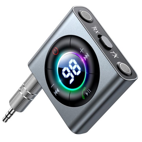 Transmiter Joyroom JR-CB2 Bluetooth AUX do samochodu, telewizora - szary Transmiter Joyroom JR-CB2 Bluetooth AUX do samochodu, telewizora - szary