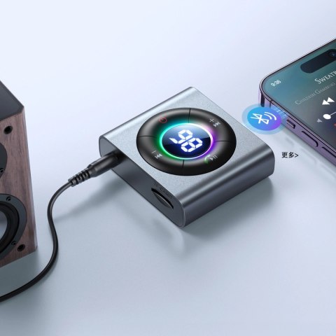 Transmiter Joyroom JR-CB2 Bluetooth AUX do samochodu, telewizora - szary Transmiter Joyroom JR-CB2 Bluetooth AUX do samochodu, telewizora - szary