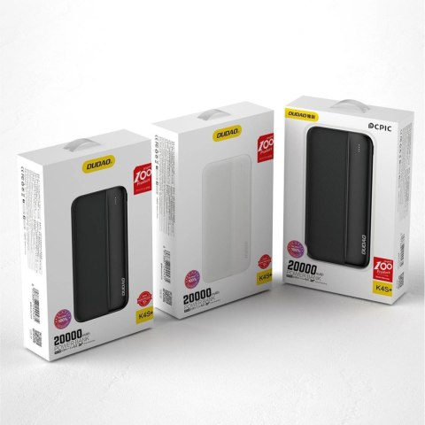 Dudao powerbank 20000mAh 2xUSB-A 10W biały (K4S+) Dudao powerbank 20000mAh 2xUSB-A 10W biały (K4S+)