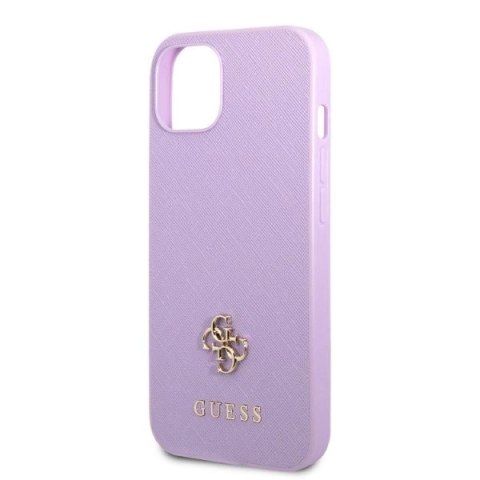 Etui Guess Saffiano 4G Small Metal Logo na iPhone 13 mini - purpurowe