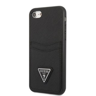 Etui Guess Saffiano Triangle Logo Cardslot na iPhone 7 / 8 / SE 2020 / SE 2022 - czarne