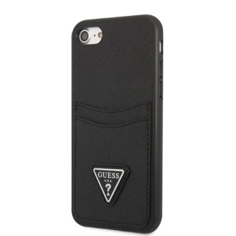 Etui Guess Saffiano Triangle Logo Cardslot na iPhone 7 / 8 / SE 2020 / SE 2022 - czarne