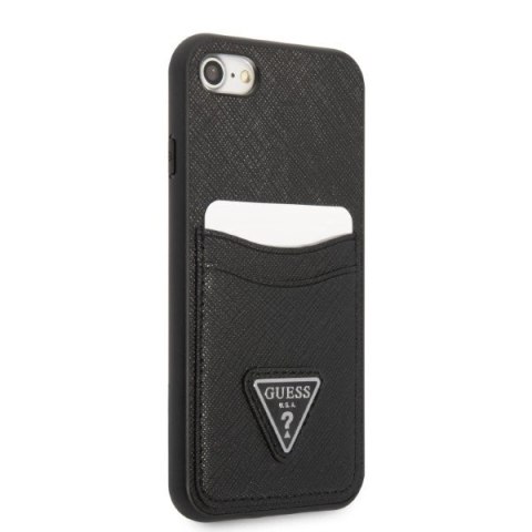 Etui Guess Saffiano Triangle Logo Cardslot na iPhone 7 / 8 / SE 2020 / SE 2022 - czarne