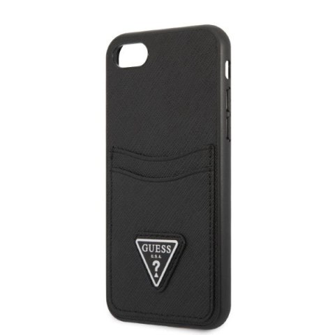 Etui Guess Saffiano Triangle Logo Cardslot na iPhone 7 / 8 / SE 2020 / SE 2022 - czarne
