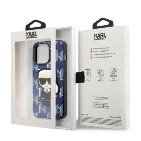 Etui Karl Lagerfeld Monogram Ikonik Patch na iPhone 13 Pro Max - niebieskie Etui Karl Lagerfeld Monogram Ikonik Patch na iPhone 13 Pro Max - niebieskie