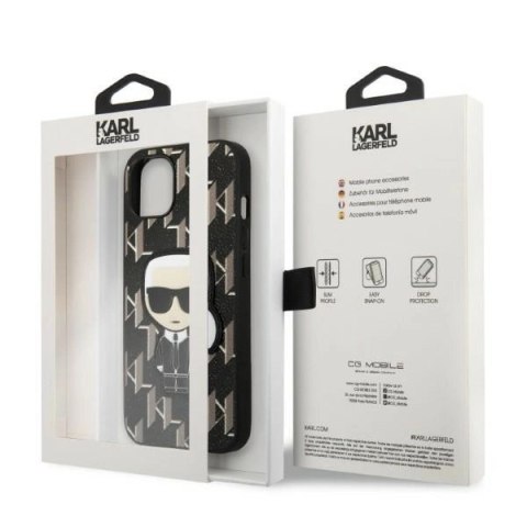 Etui Karl Lagerfeld Monogram Ikonik Patch na iPhone 13 mini - czarne Etui Karl Lagerfeld Monogram Ikonik Patch na iPhone 13 mini - czarne