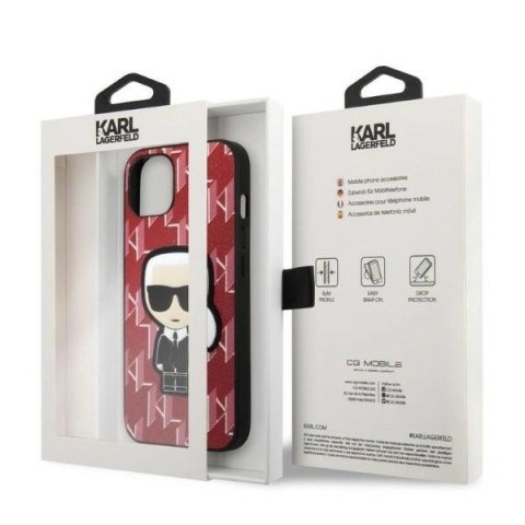Etui Karl Lagerfeld Monogram Ikonik Patch na iPhone 13 mini - czerwone Etui Karl Lagerfeld Monogram Ikonik Patch na iPhone 13 mini - czerwone