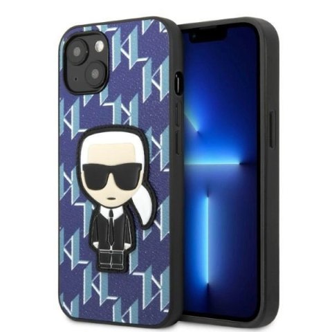 Etui Karl Lagerfeld Monogram Ikonik Patch na iPhone 13 mini - niebieskie Etui Karl Lagerfeld Monogram Ikonik Patch na iPhone 13 mini - niebieskie