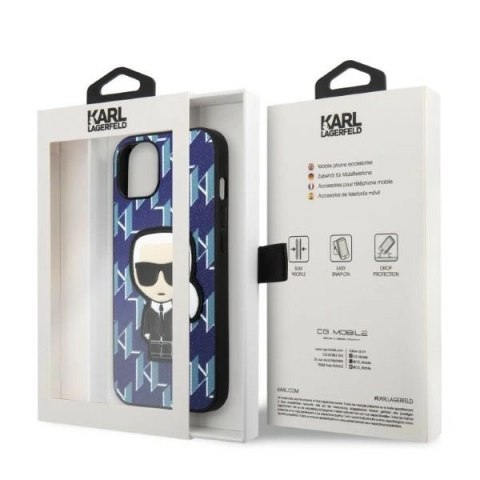 Etui Karl Lagerfeld Monogram Ikonik Patch na iPhone 13 mini - niebieskie Etui Karl Lagerfeld Monogram Ikonik Patch na iPhone 13 mini - niebieskie
