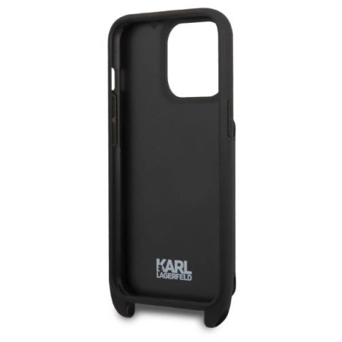 Etui Karl Lagerfeld Saffiano Metal Karl Head na iPhone 13 Pro / iPhone 13 - czarne Etui Karl Lagerfeld Saffiano Metal Karl Head na iPhone 13 Pro / iPhone 13 - czarne