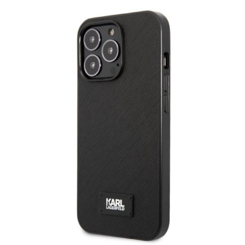 Etui Karl Lagerfeld Saffiano Plaque na iPhone 13 Pro Max - czarne Etui Karl Lagerfeld Saffiano Plaque na iPhone 13 Pro Max - czarne