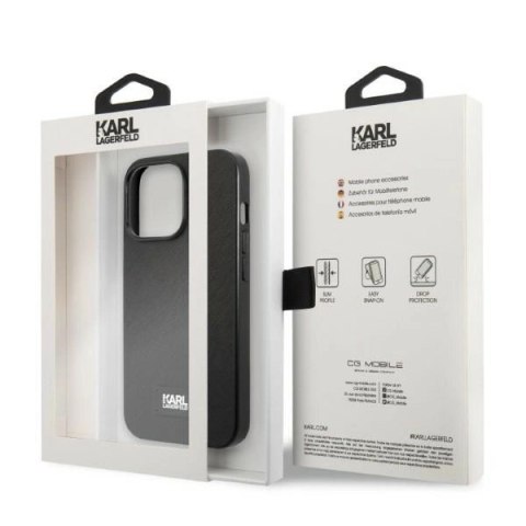 Etui Karl Lagerfeld Saffiano Plaque na iPhone 13 Pro Max - czarne Etui Karl Lagerfeld Saffiano Plaque na iPhone 13 Pro Max - czarne