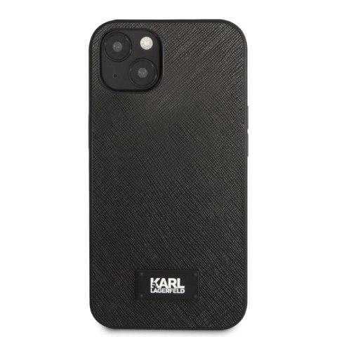 Etui Karl Lagerfeld Saffiano Plaque na iPhone 13 - czarne Etui Karl Lagerfeld Saffiano Plaque na iPhone 13 - czarne