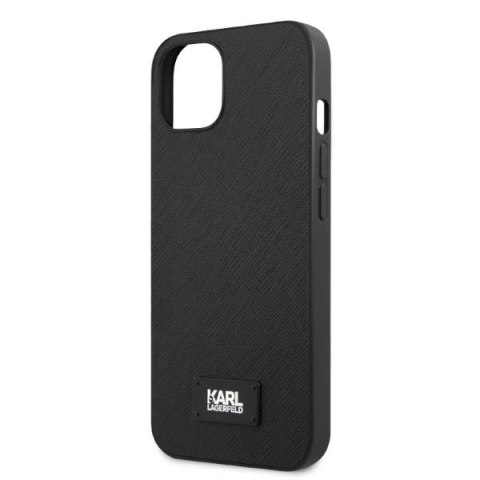 Etui Karl Lagerfeld Saffiano Plaque na iPhone 13 - czarne Etui Karl Lagerfeld Saffiano Plaque na iPhone 13 - czarne