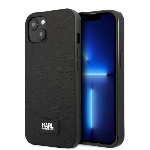 Etui Karl Lagerfeld Saffiano Plaque na iPhone 13 mini - czarne Etui Karl Lagerfeld Saffiano Plaque na iPhone 13 mini - czarne