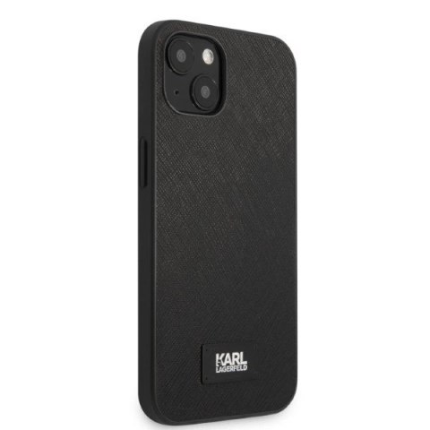 Etui Karl Lagerfeld Saffiano Plaque na iPhone 13 mini - czarne Etui Karl Lagerfeld Saffiano Plaque na iPhone 13 mini - czarne