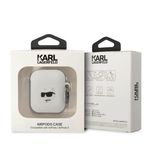 Etui Karl Lagerfeld Silicone Choupette Head 3D na AirPods 1/2 - białe Etui Karl Lagerfeld Silicone Choupette Head 3D na AirPods 1/2 - białe
