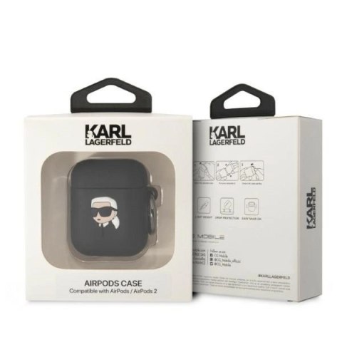 Etui Karl Lagerfeld Silicone Karl Head 3D na AirPods 1/2 - czarne Etui Karl Lagerfeld Silicone Karl Head 3D na AirPods 1/2 - czarne