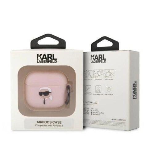 Etui Karl Lagerfeld Silicone Karl Head 3D na AirPods 3 - różowe Etui Karl Lagerfeld Silicone Karl Head 3D na AirPods 3 - różowe