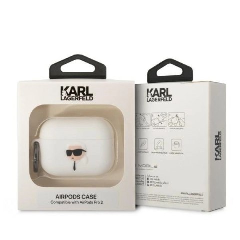 Etui Karl Lagerfeld Silicone Karl Head 3D na AirPods Pro 2 - białe Etui Karl Lagerfeld Silicone Karl Head 3D na AirPods Pro 2 - białe