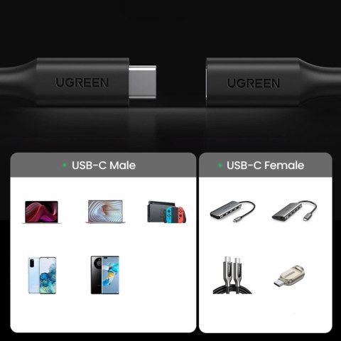 Kabel Ugreen 10387 USB-C - USB-C PD QC 4K 60Hz 100W 5A 10Gb/s 1m - czarny Kabel Ugreen 10387 USB-C - USB-C PD QC 4K 60Hz 100W 5A 10Gb/s 1m - czarny