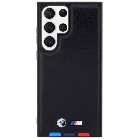 Etui BMW Leather Stamp Tricolor na Samsung Galaxy S23 Ultra - czarne Etui BMW Leather Stamp Tricolor na Samsung Galaxy S23 Ultra - czarne
