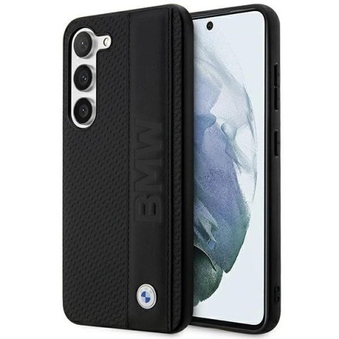 Etui BMW Leather Textured & Stripe na Samsung Galaxy S23 - czarne Etui BMW Leather Textured & Stripe na Samsung Galaxy S23 - czarne
