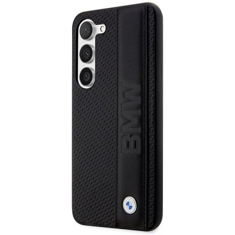 Etui BMW Leather Textured & Stripe na Samsung Galaxy S23 - czarne Etui BMW Leather Textured & Stripe na Samsung Galaxy S23 - czarne