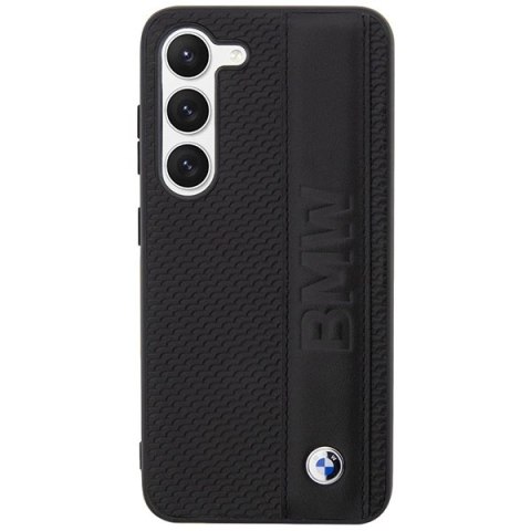 Etui BMW Leather Textured & Stripe na Samsung Galaxy S23 - czarne Etui BMW Leather Textured & Stripe na Samsung Galaxy S23 - czarne