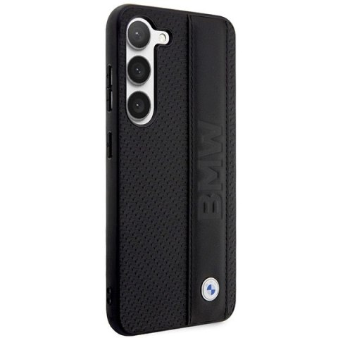 Etui BMW Leather Textured & Stripe na Samsung Galaxy S23 - czarne Etui BMW Leather Textured & Stripe na Samsung Galaxy S23 - czarne