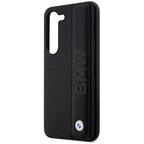 Etui BMW Leather Textured & Stripe na Samsung Galaxy S23 - czarne Etui BMW Leather Textured & Stripe na Samsung Galaxy S23 - czarne