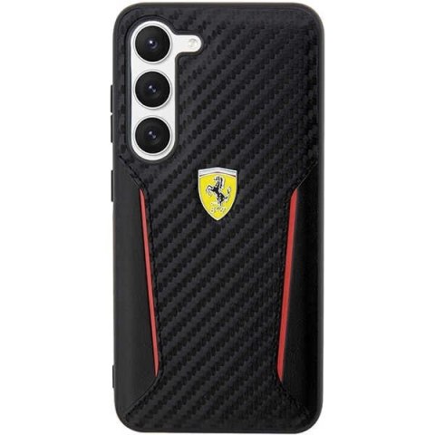 Etui Ferrari Carbon Contrast Edges na Samsung Galaxy S23+ - czarne Etui Ferrari Carbon Contrast Edges na Samsung Galaxy S23+ - czarne