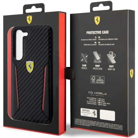Etui Ferrari Carbon Contrast Edges na Samsung Galaxy S23+ - czarne Etui Ferrari Carbon Contrast Edges na Samsung Galaxy S23+ - czarne