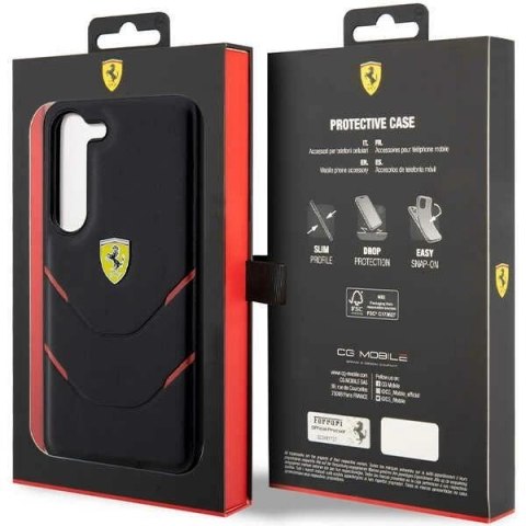 Etui Ferrari Hot Stamp Lines na Samsung Galaxy S23+ - czarne Etui Ferrari Hot Stamp Lines na Samsung Galaxy S23+ - czarne