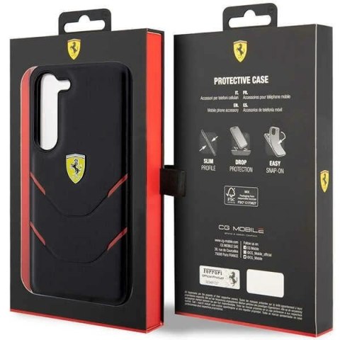 Etui Ferrari Hot Stamp Lines na Samsung Galaxy S23 - czarne