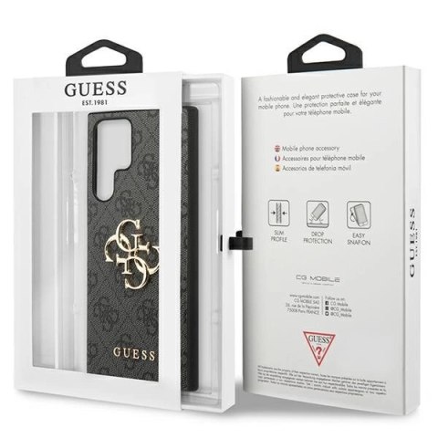 Etui Guess 4G Big Metal Logo na Samsung Galaxy S23 Ultra - szare