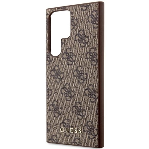 Etui Guess 4G Metal Gold Logo na Samsung Galaxy S23 Ultra - brązowe