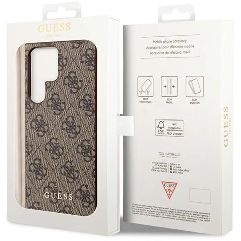 Etui Guess 4G Metal Gold Logo na Samsung Galaxy S23 Ultra - brązowe