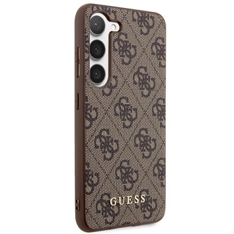 Etui Guess 4G Metal Gold Logo na Samsung Galaxy S23 - brązowe