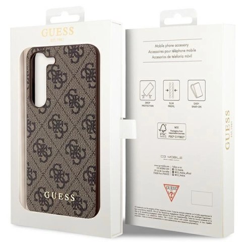 Etui Guess 4G Metal Gold Logo na Samsung Galaxy S23 - brązowe