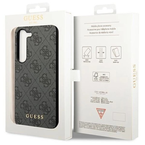 Etui Guess 4G Metal Gold Logo na Samsung Galaxy S23 - szare