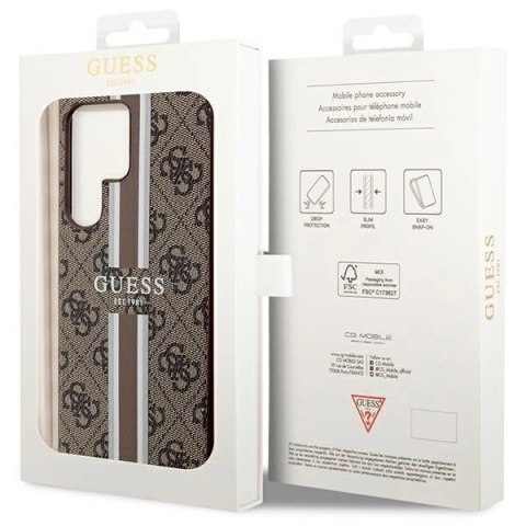 Etui Guess 4G Printed Stripes na Samsung Galaxy S23 Ultra - brązowe