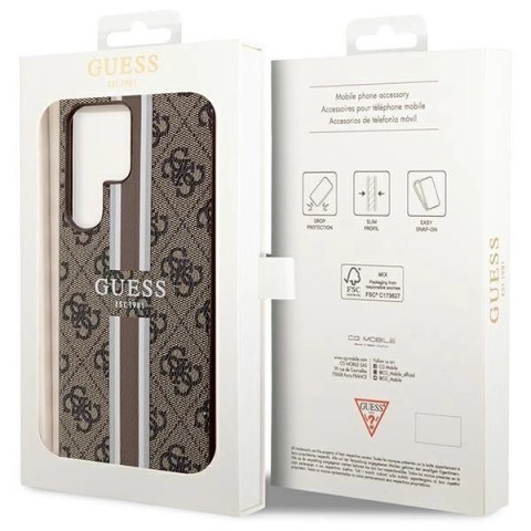Etui Guess 4G Printed Stripes na Samsung Galaxy S23 Ultra - brązowe