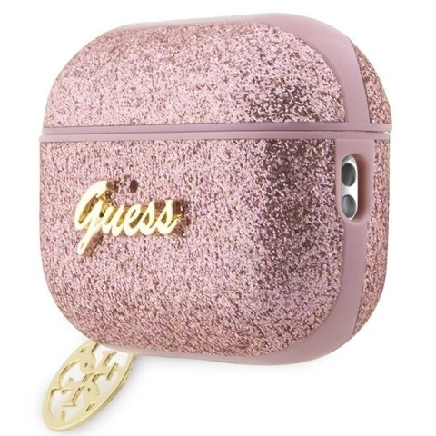 Etui Guess Glitter Flake 4G Charm na AirPods Pro 2 - różowe