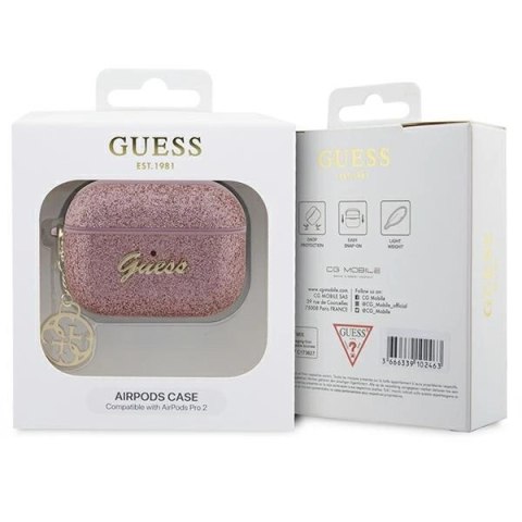Etui Guess Glitter Flake 4G Charm na AirPods Pro 2 - różowe