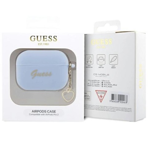 Etui Guess Silicone Charm Heart Collection na AirPods Pro 2 - niebieskie