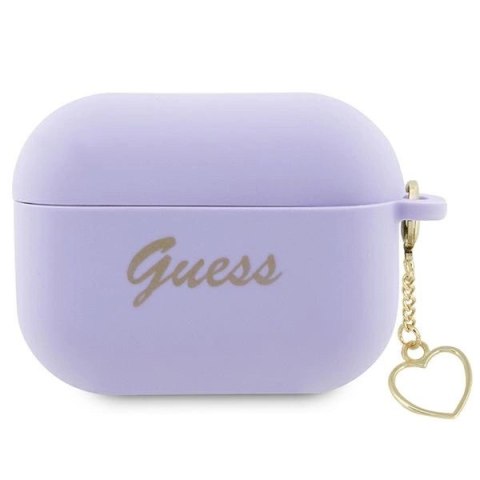 Etui Guess Silicone Charm Heart Collection na AirPods Pro 2 - purpurowe